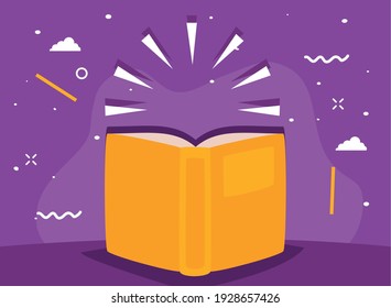 open book on purple background design, Education literature and read theme Vector illustration