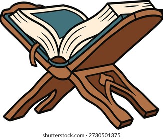 Libro abierto en un soporte Ilustración educativa

Palabras claves: