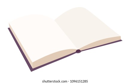 Open book on white background. Vector flat cartoon design illustration