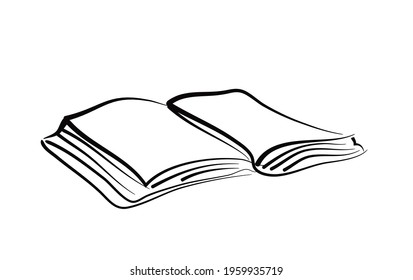 open book on white background, line drawing style, vector design