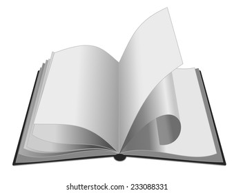open book on white background. vector. twisted page