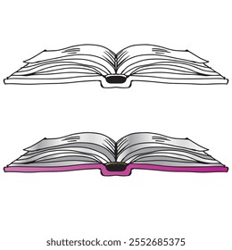 Open book on a white background. Vector illustration of an open book.