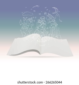 open book on white background