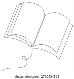 Abrir livro uma ilustração de vetor isolada de arte de linha contínua