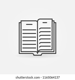 Open Book outline icon - vector book concept symbol or logo element in line style