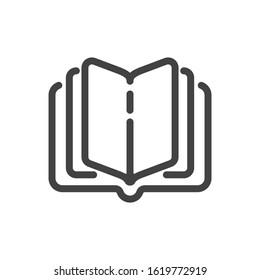 Open book outline icon. Vector illustration.
