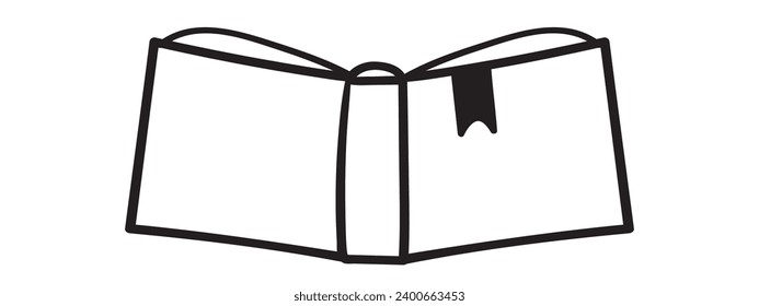 Open book. Outline icon. Vector illustration on white background.