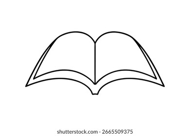 Open book outline simples linha única arte leitura conhecimento