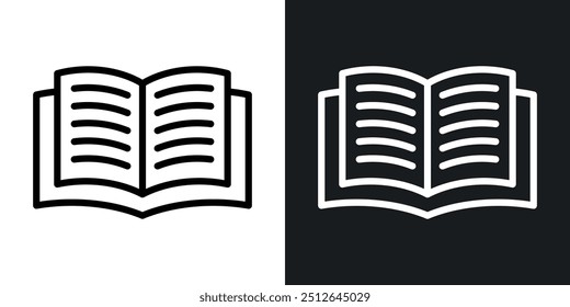 Open book outlined icon vector collection.
