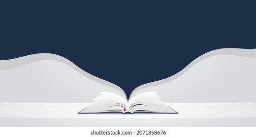 Open book over blue background illustration