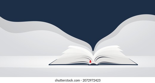 Open book over blue background illustration