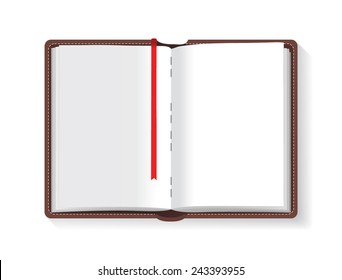 Open book over white background