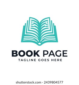 Open book page flat education logo