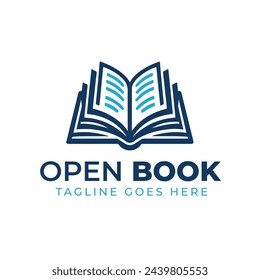 Open book page flat education logo