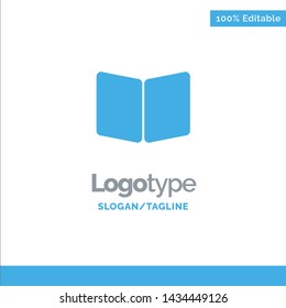 Open, Book, Page, Layout, Cover Blue Solid Logo Template. Place for Tagline