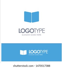 Open, Book, Page, Layout, Cover Blue Solid Logo with place for tagline. Vector Icon Template background