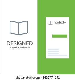 Open, Book, Page, Layout, Cover Grey Logo Design and Business Card Template