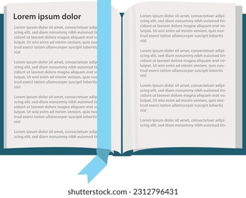 Offene Buchseiten mit blauem Lesezeichen