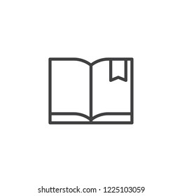 Open book pages and bookmark outline icon. linear style sign for mobile concept and web design. Bookmarked book simple line vector icon. Symbol, logo illustration. Pixel perfect vector graphics