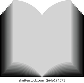 An open book with pages fanning out, showcasing graduated colors and ample white space.