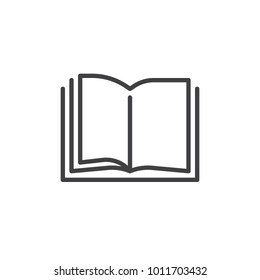 Open book pages line icon, outline vector sign, linear style pictogram isolated on white. Library reading symbol, logo illustration. Editable stroke