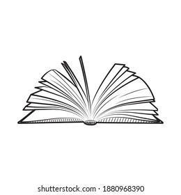 open book with pages over white background, hand draw style, vector illustration