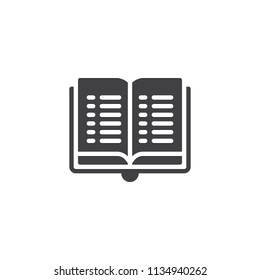 Open book pages vector icon. filled flat sign for mobile concept and web design. Reading simple solid icon. Symbol, logo illustration. Pixel perfect vector graphics