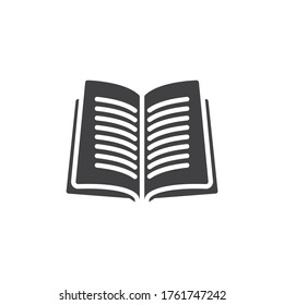 Open book pages vector icon. filled flat sign for mobile concept and web design. Reading book glyph icon. Education symbol, logo illustration. Vector graphics