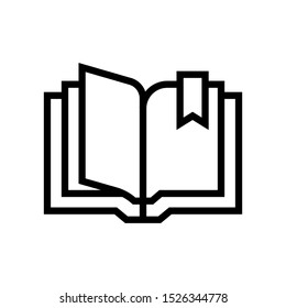 open book paper page black line icon in flat style isolated. Vector Symbol illustration