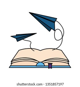 open book with paper plane icon