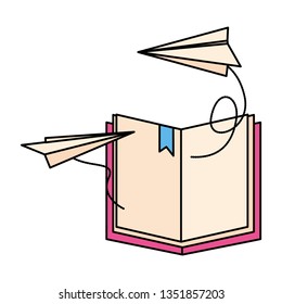 open book with paper plane icon