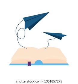 open book with paper plane icon