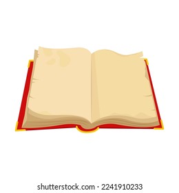 Open book and paper vector illustration. Hard cover book isolated on white background. Literature concept