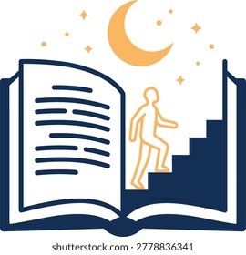 an open book with pathway and staircase concept created for education platforms online courses publishing brands academic presentations and student focused marketing and digital learning campaigns.
