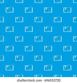 Open book pattern repeat seamless in blue color for any design. Vector geometric illustration