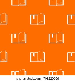 Open book pattern repeat seamless in orange color for any design. Vector geometric illustration