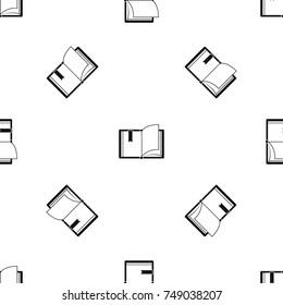 Open book pattern repeat seamless in black color for any design. Vector geometric illustration