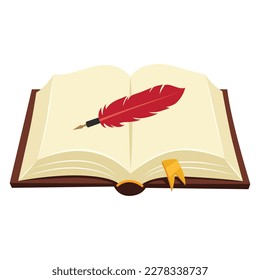 open book with pen vector illustration.