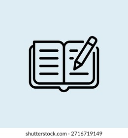 Libro abierto con lápiz sobre fondo azul claro