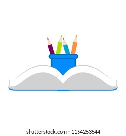 Open book and pencils icon