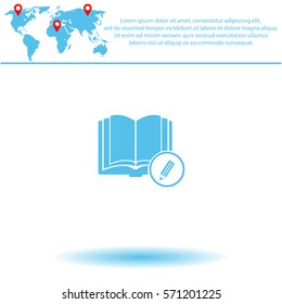 Open book with a pensil  icon. Vector design.