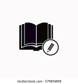 Open book with a pensil  icon. Vector design.