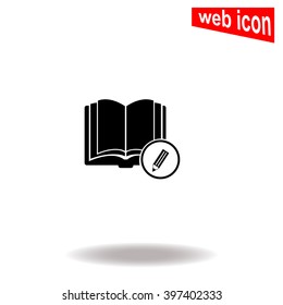 Open book with a pensil. Universal icon to use in web and mobile UI