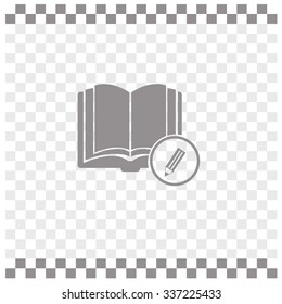 Open book with a pensil vector icon.