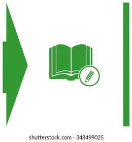 Open book with a pensil vector icon.