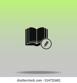 Open book with a pensil vector icon