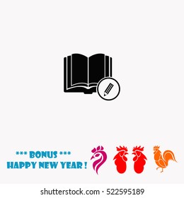 Open book with a pensil vector icon