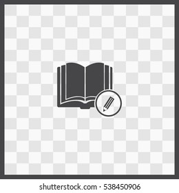 Open book with a pensil vector icon. Isolated illustration. Business picture.