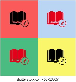 Open book with a pensil vector  icon.