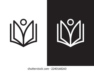 open book people logo design, vector icon. education symbol.